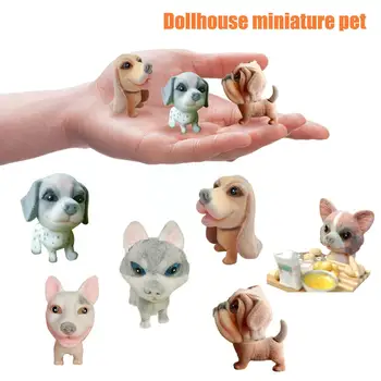 1:12 Mini Vivas Simulação Cão para Casa Ornamento Cão Estatueta em Miniatura Modelo de Cão de Enfeite de Casa de bonecas Cão Decoração de Cena Modelo U2O2