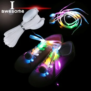 1 Par Novo LED Cadarço Luminoso Piscando Cordões de sapatos de Disco Party Luz a Brilhar Cinta de Nylon 120cm Luminosa Rodada do Flash Não Empate