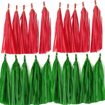 10-20 PCS Conjunto de Natal de Papel, Papel de seda Borla Banner DIY Kit para Festa de Natal, Decorações de Suprimentos verde vermelho branco