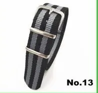 10PCS de Alta qualidade 22MM de Nylon banda Assista a OTAN relógio à prova d'água pulseira de moda wach banda -cinza e preto -3195
