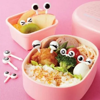 10PCS/ Saco Plástico de Frutas com um Palito de Olho Cartoon Garfos para Crianças Bento Decorativos, Louça de Alimentos Pega de Alta Qualidade