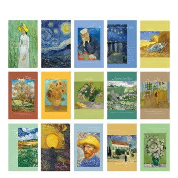 15Sheets Vintage cartões Postais de Van Gogh Pintura a Óleo Cartões Decoração do Festival de cartões-Presente Tags Cartão de Convite de Festa Cartão