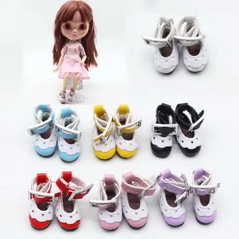 1Pair Boneca Sapatos Mini Brinquedo Sapatos para 1/8 BJD Boneca 2,8 cm Sapatos de Couro para Blyth Boneca