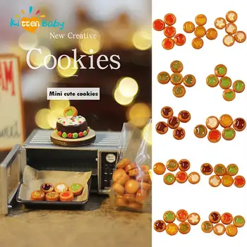 1Set Resina Flatback Bonito em Miniatura Casa de bonecas Supermercado de Alimentos Lanches Mini Cookies, Bolo de Sobremesa para a Boneca, Acessórios de Cozinha DIY