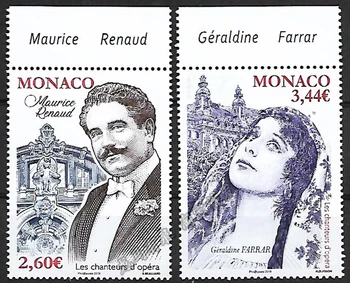 2 PCS,Mónaco Pós Carimbo,2019,Famos Cantor,Gravado selos,Real Original,Quaility Elevado,Coleção de selos