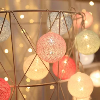 20 Leds Bola de Algodão Seqüência de Luzes Para o Natal Quarto a Decoração do Jardim Bola de Luz da Lanterna de Luz LED Colorido de Algodão