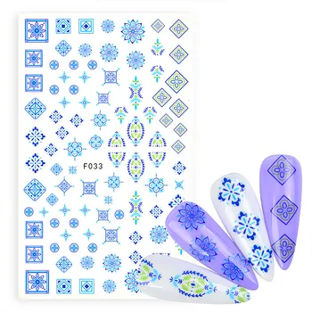 2022 Novo 3D da Arte do Prego Bohemia Azul Totem Imagem Abstrata Unhas Adesivos para Unhas, Adesivo de Decorações de Manicure