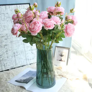 3 Cabeças De Seda Penoy Rose Bouquet De Flores Artificiais Romântico De Casamento Da Noiva Segurando Jardim Ao Ar Livre A Festa De Noivado De Fantasia Decoração
