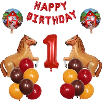 30Pcs Cavalo de Aniversário Balão Conjunto de Animal Bonito de Ar Globos Crianças Dia do Nascimento de Festa Decorações de chá de Bebê de Suprimentos Crianças Brinquedos de Presente