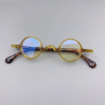 34mm Acetato de Óculos de Armação Homens Mulheres Vintage Pequena e Redonda Óculos Clara Óptico de Armações de Óculos de Prescrição de Óculos Oculos