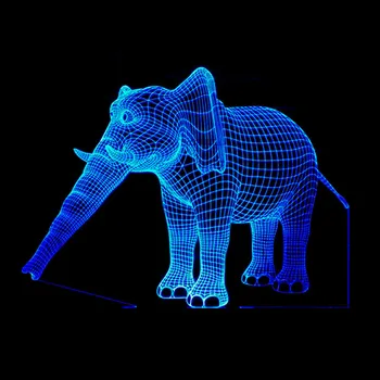 3D Elefante, Lâmpada do DIODO emissor de Luz da Noite Ilusão de Óptica Novidade Lâmpada da Tabela do Belo Animal de Forma Noite Dropshipping Luz para o Presente