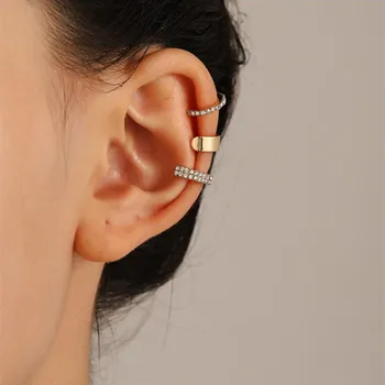 3Pcs/Set Clips de Brinco para Mulheres Unisex Minimalista da Moda Cartilagem os Brincos de Conjuntos de Ear Cuff falso piercing Clipe no Brinco
