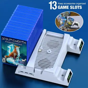 4 Em 1 de Refrigeração Console Vertical Stand Para PS5 Dupla Controlador Titular De 13 Jogo de Suporte de Armazenamento Para a SONY Playstation 5