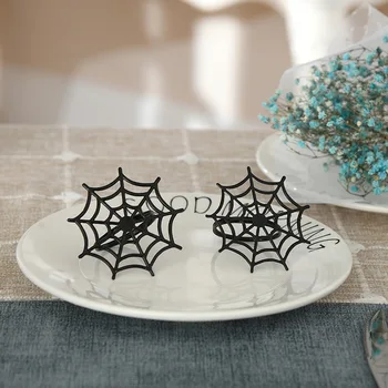 4PCS/black Metal teia de aranha anel de guardanapo de Halloween anel de guardanapo Ocidental decoração da tabela refere-se à família coquetel
