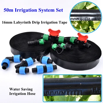 50m/Set 16*0,2 mm Labirinto Chuva de Irrigação por Gotejamento Mangueira Pomar Sistema de Irrigação Fita Jardim de Poupança de Água para a Irrigação da Mangueira Comum