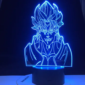 Acrílico Lâmpada da Noite Anime JoJos Bizarre Adventure para a Decoração do Quarto de Luz do Sensor de Toque Colorido Tabela Noite do Diodo emissor de Luz Dio Figura