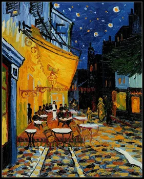 Agulha para bordado DIY de Alta Qualidade Contados de Ponto de Cruz, Kit de 14 ct pintura a Óleo Van Gogh - Esplanada do Café à Noite