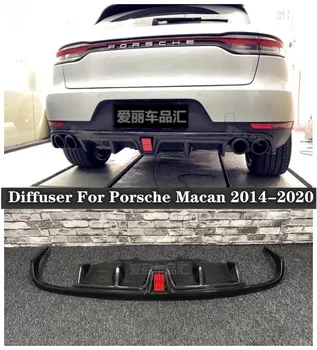 Alta Qualidade de Fibra de Carbono de Trás do Tronco de pára-choque com Difusor Divisores Protetor de Tampa se Encaixa Para a Porsche Mundo de 2014 a 2020（Com lâmpada）