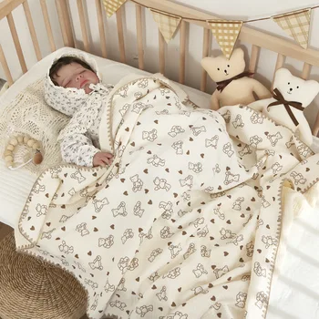 Alta Qualidade De Musselina Orgânica Bebê Recém-Nascido Mantas Cobertores 4 Camadas Swaddle Envoltório Macio Da Criança Do Carrinho De Criança De Cama De Bebê Cobertores