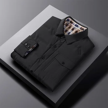 Alto Grau de Outono e Inverno Ultra Leve Camisas de Colarinho Homens Jaqueta de 2022 Homens Novos Curto Smart Casual Quente para Baixo do Casaco