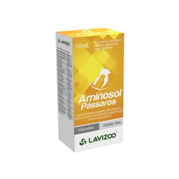 Aminosol Pássaros 10ml Lavizoo - Suplemento Composto por Aminoácidos e Vitaminas do Complexo B