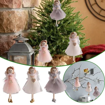 Anjo Enfeites de Natal Boneca Anjo Pendurado Decorações da Árvore de Natal da h Decorações Anjo Bonito Boneca Janela com Vitrais