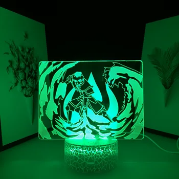 Avatar The Last Airbender Anime 3D LED Lâmpada para o Quarto Decorativos Nightlight Presente de Aniversário Acrílico Remoto da Noite do DIODO emissor de Luz