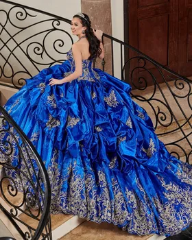 Azul Royal Vestidos de Quinceanera com Applique Lace Halter Pescoço Sweet 16 Vestido vestido de 15 anos de Bola Vestidos de Baile