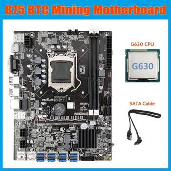 B75 ETH de Mineração placa-Mãe 8XPCIE Adaptador USB+G630 CPU+Cabo SATA LGA1155 MSATA DDR3 B75 USB BTC Mineiro placa-Mãe