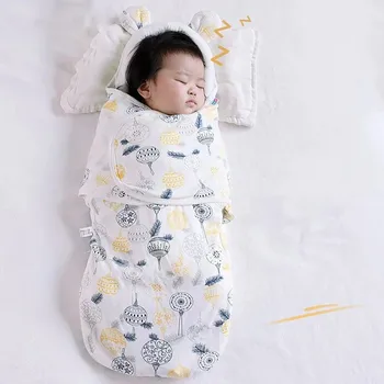Bebê De Algodão, Panos Envoltórios Dos 0-6 Meses De Idade Recém-Nascido Saco De Dormir Urso Bonito Ouvidos Crianças Pescoço, Cabeça Protetor De Design Saco De Fraldas