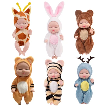 Bebê dormindo Bonecas Sono Boneca Para Crianças 6pcs/set Soft Recém-nascido 4.33 Na Boneca Criança a Vida Real Tamanho da Boneca do Bebê
