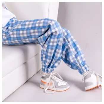BJD boneca roupas são adequadas para 1/3 1/4 Tio de moda de nova versátil e casual calças axadrezadas televisão calças ou fechado, calças de luz azul