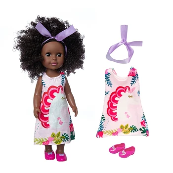 Bonecas pop 2021Dress Africanreborn de silicone viny 35cm de 14 polegadas poupee girl boneca. bebê brinquedo macio menina todder