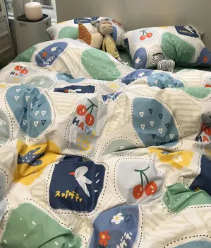 Bonito dos desenhos animados de aves conjunto de roupa de cama garoto adolescente,floral única de cama de algodão twin completo rainha têxteis lar lençol fronha de capa de edredão