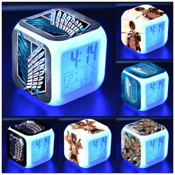 Brilhante Ataque Titan Relógio LED Em 7 Cores Alterar Toque de Luz da Multi-função de Despertar Relógio Figura Brinquedos para Meninos Meninas