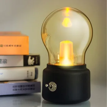Bulbo do DIODO emissor de Luz da Noite Retro USB Recarregável luz do Livro de Humor Luminária Mesa de trabalho Mesa de Luzes Portáteis Lâmpada de Cabeceira