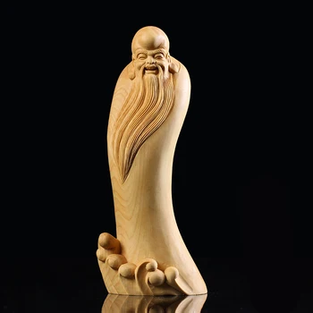 Buxo 16 cm 18 cm Longevidade Deus Escultura de Madeira Chinês Deus Mítico Estátua Decoração de Casa