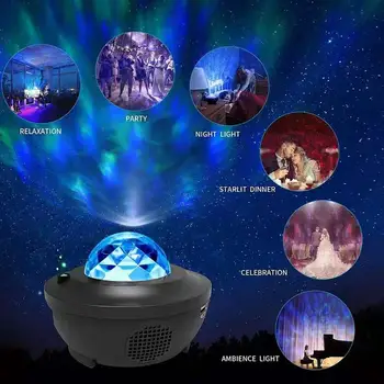Carregamento USB Colorido Céu Estrelado Projetor Laser Radium Lâmpada Blueteeth sem Fio Controle de Voz Leitor de Música a Noite do DIODO emissor de Luz