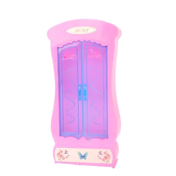 Casa de bonecas de Móveis kawaii cor-de-rosa menina guarda-Roupa de brinquedo boneca quarto da princesa Acessórios elegantes Closet casa de jogo de Gabinete menina presentes