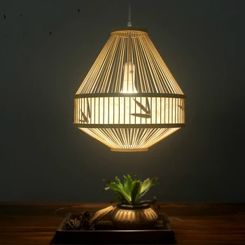 Chinês Clássico de Bambu Luzes Pingente de Madeira LED, Lâmpada Pendente de Jantar, Sala de estar, Quarto, Cozinha Loft Lâmpadas Penduradas Luminaria