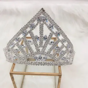 Clássico da moda de pedra de Strass coroa de luxo cocar de zircão de Strass coroa de jóias de casamento, festa de aniversário