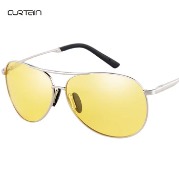 Clássico homem de moda Óculos Polarizados amarelo lentes de visão noturna de condução óculos de esportes ao ar livre, anti-uv óculos