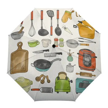 Cozinha guarda-chuvas Automáticos Guarda-chuva Dobrável Guarda-Chuva para os Adultos, as Crianças de Oito Fios de guarda-Sóis