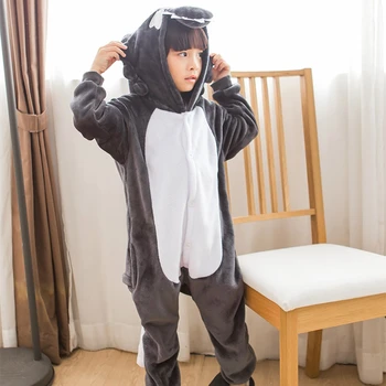Crianças Lobo Pijama Anime Traje Caixa Animal Onesie Para Meninos/Meninas De Cosplay De Pijamas Para Crianças De Pijamas