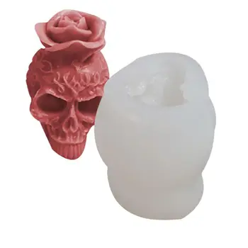 Crânio Molde De Resina de Halloween 3D Esqueleto Cabeça Rosa de Alimentos Seguros Moldes de Silicone Resistente a Temperatura de Resina de Fundição de Moldes de Silicone