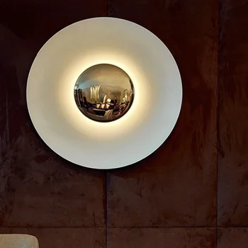 Designer moderno Lâmpada de Parede de Varanda Quarto-de-Cabeceira Decoração Redonda de Fundo de Parede Criativo UFO Lâmpada de Parede da Sala de estar do Sinal de Néon