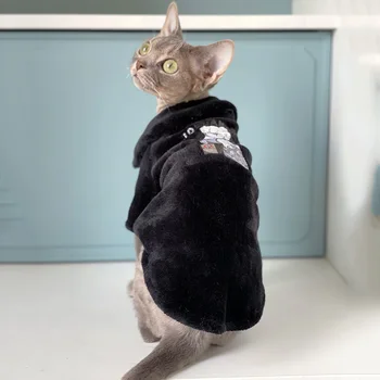 Devon Rex roupas gato esfinge gato calvo roupas de flanela grossa animal de Estimação Roupas Gato Casaco de inverno traje de estimação Gato Sphynx Roupas