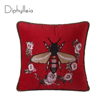Diphylleia 2021 Americam estilo de veludo luxo animal, bordado Abelha Jogar Travesseiro caso Sofá da Sala da Praça vermelha, capa de almofada