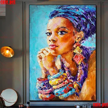 DIY Diamante pintura Abstrata mulheres africanas plena praça da Broca 5D bordado de diamante venda de imagem em mosaico de pedra de strass decoração de quebra-cabeça