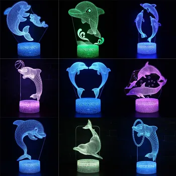 Dolphin 3D Noite de Luz para Crianças Lâmpada de Ilusão de Óptica, com Controle Remoto&Smart Touch De 16 Cores Mudando Presentes Dolphin Brinquedos